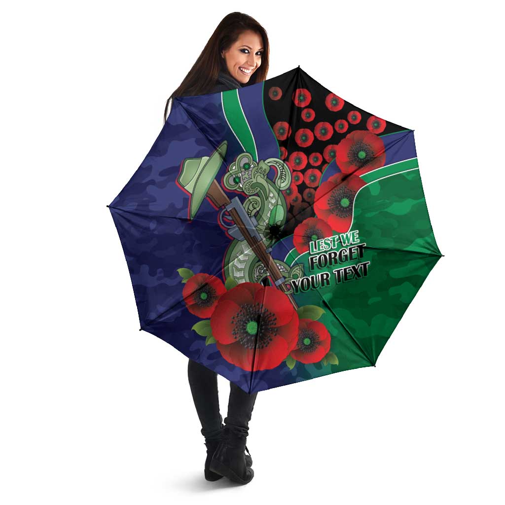New Zealand Warriors ANZAC Personalised Umbrella Lest We Forget Poppy Camo