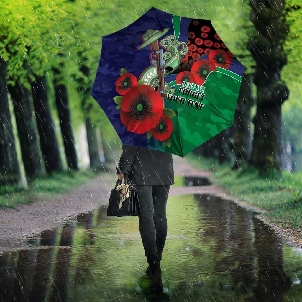 New Zealand Warriors ANZAC Personalised Umbrella Lest We Forget Poppy Camo