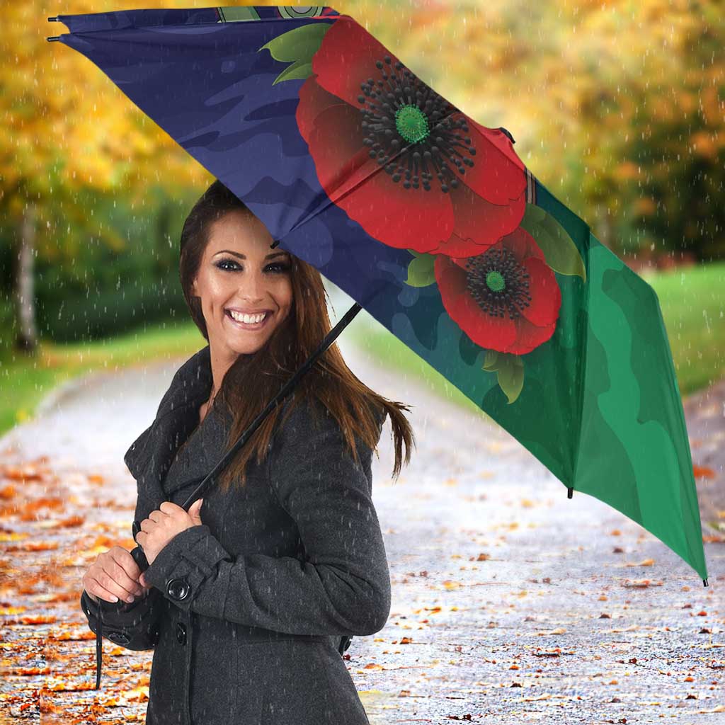 New Zealand Warriors ANZAC Personalised Umbrella Lest We Forget Poppy Camo