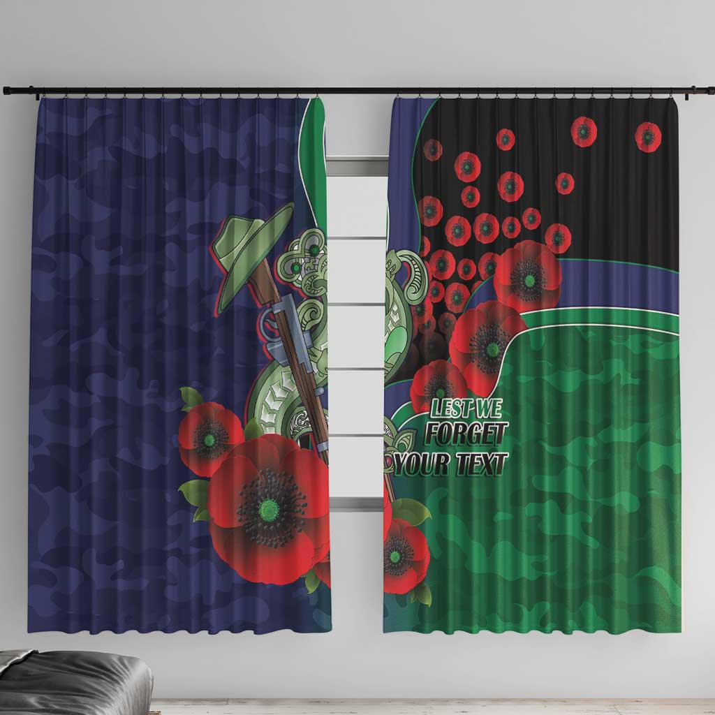 New Zealand Warriors ANZAC Personalised Window Curtain Lest We Forget Poppy Camo
