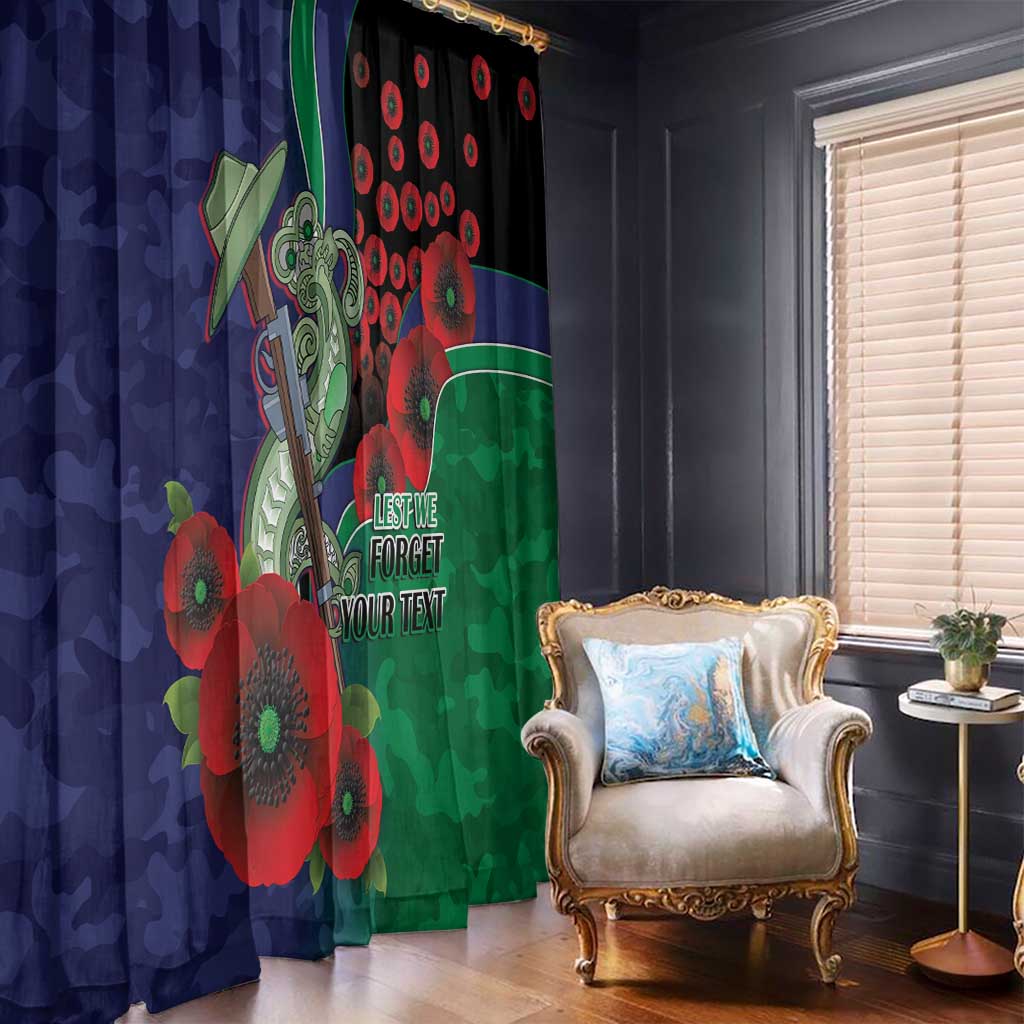 New Zealand Warriors ANZAC Personalised Window Curtain Lest We Forget Poppy Camo