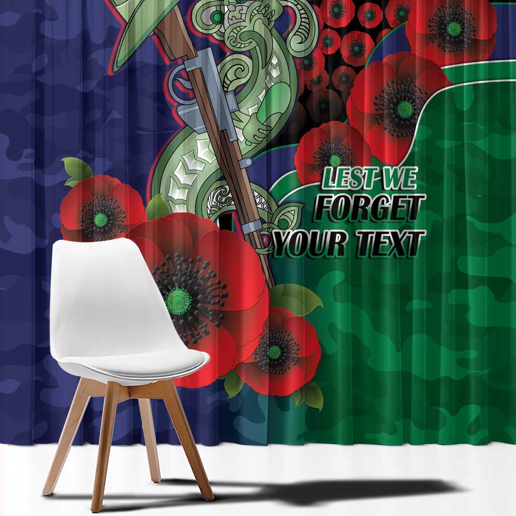 New Zealand Warriors ANZAC Personalised Window Curtain Lest We Forget Poppy Camo