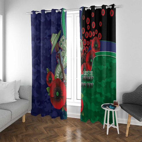 New Zealand Warriors ANZAC Personalised Window Curtain Lest We Forget Poppy Camo
