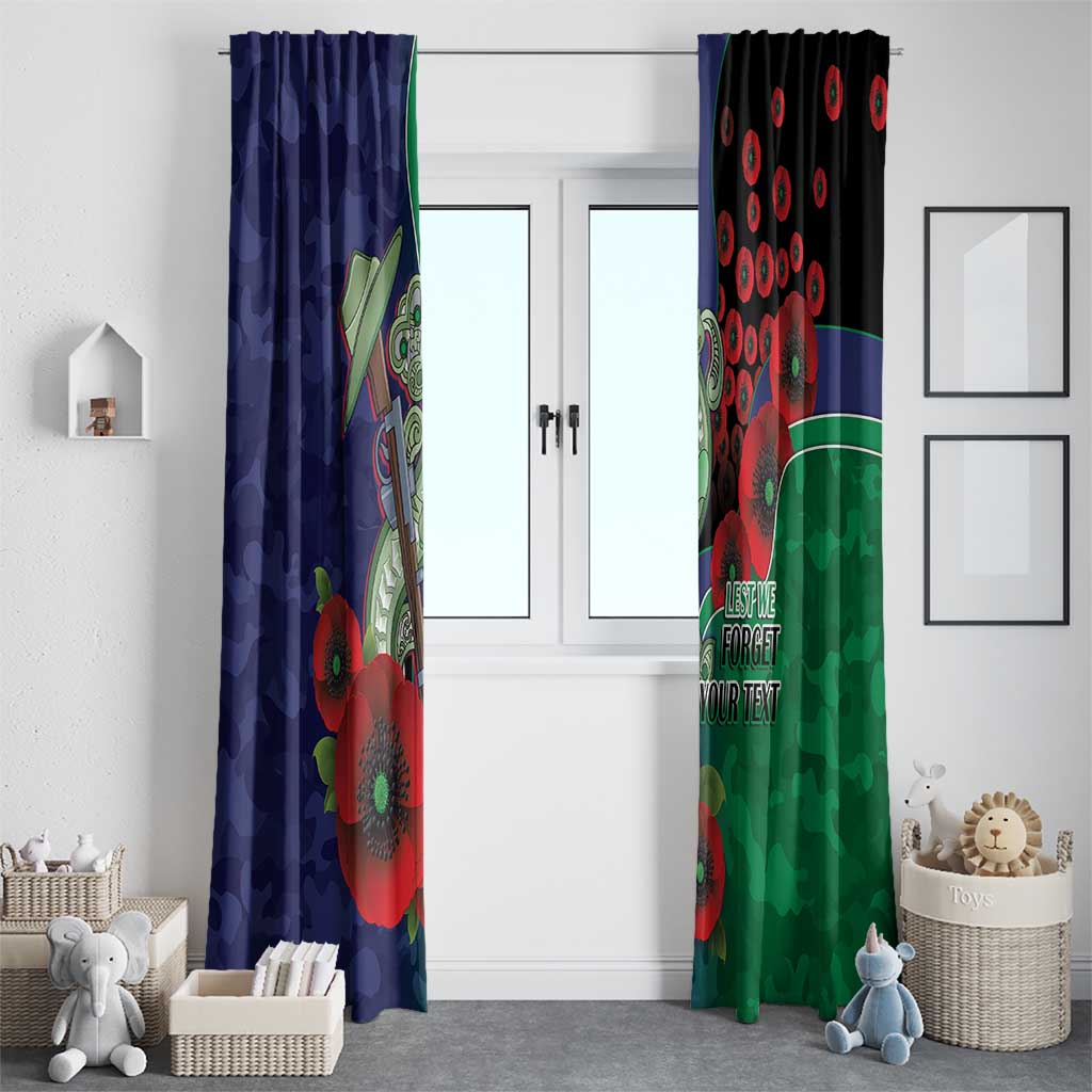 New Zealand Warriors ANZAC Personalised Window Curtain Lest We Forget Poppy Camo
