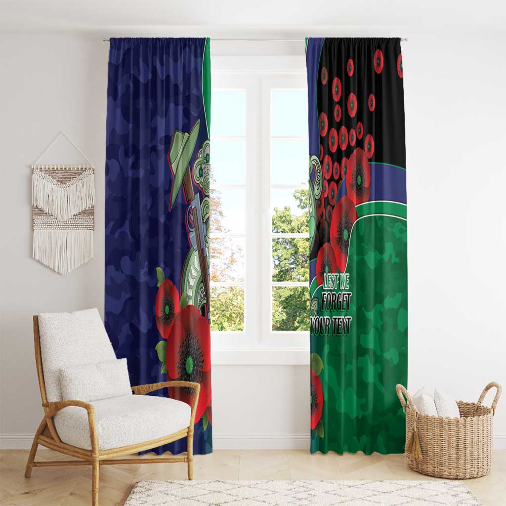 New Zealand Warriors ANZAC Personalised Window Curtain Lest We Forget Poppy Camo
