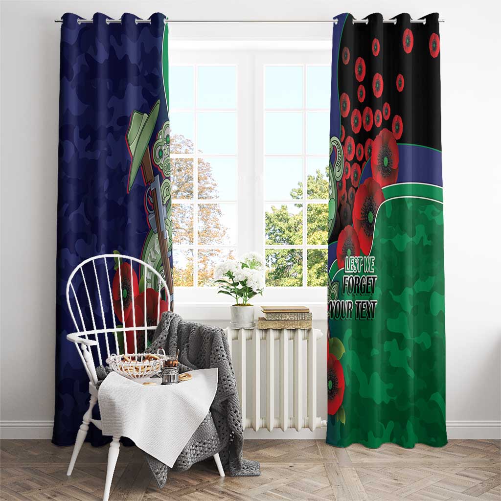 New Zealand Warriors ANZAC Personalised Window Curtain Lest We Forget Poppy Camo