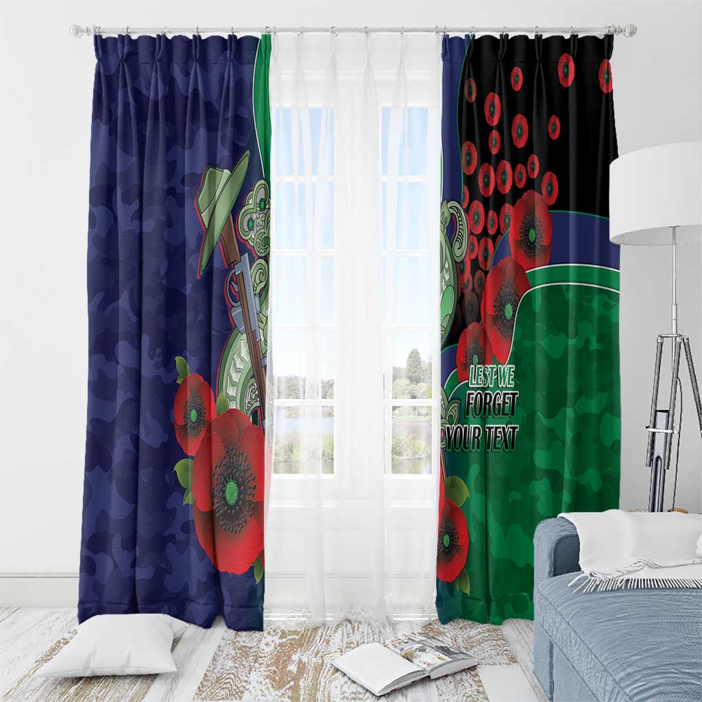 New Zealand Warriors ANZAC Personalised Window Curtain Lest We Forget Poppy Camo