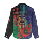 New Zealand Warriors ANZAC Personalised Women Casual Shirt Lest We Forget Poppy Camo