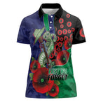 New Zealand Warriors ANZAC Personalised Women Polo Shirt Lest We Forget Poppy Camo