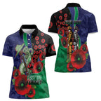 New Zealand Warriors ANZAC Personalised Women Polo Shirt Lest We Forget Poppy Camo
