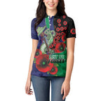 New Zealand Warriors ANZAC Personalised Women Polo Shirt Lest We Forget Poppy Camo