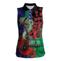 New Zealand Warriors ANZAC Personalised Women Sleeveless Polo Shirt Lest We Forget Poppy Camo