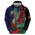 New Zealand Warriors ANZAC Personalised Zip Hoodie Lest We Forget Poppy Camo