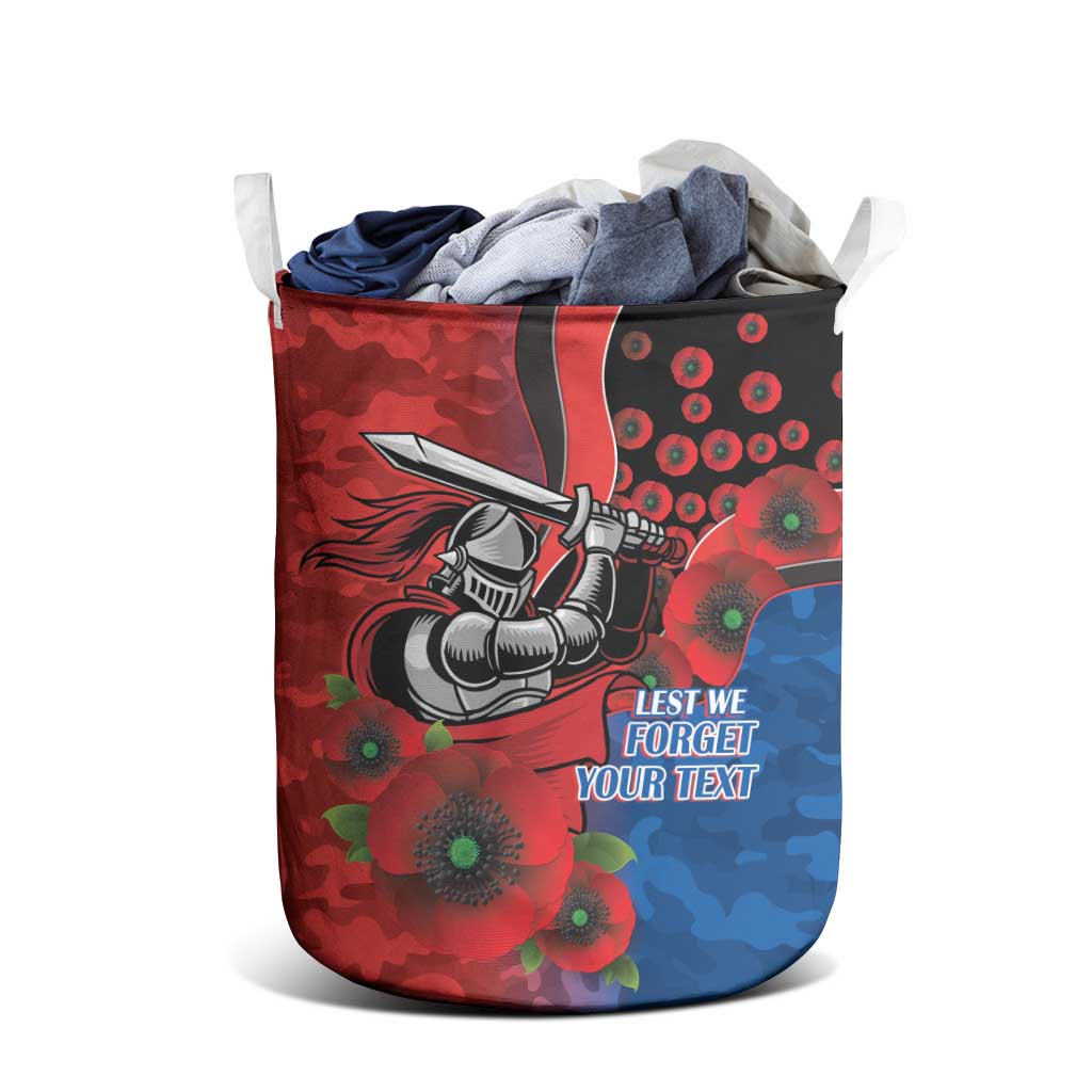 Newcastle Knights ANZAC Personalised Laundry Basket Lest We Forget Poppy Camo