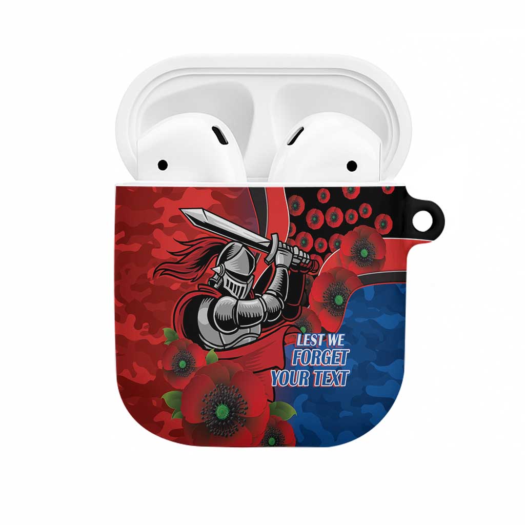 Newcastle Knights ANZAC Personalised AirPods Case Lest We Forget Poppy Camo