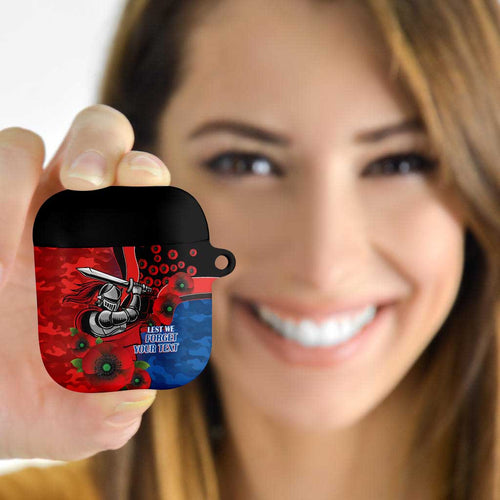 Newcastle Knights ANZAC Personalised AirPods Case Lest We Forget Poppy Camo