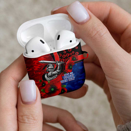 Newcastle Knights ANZAC Personalised AirPods Case Lest We Forget Poppy Camo
