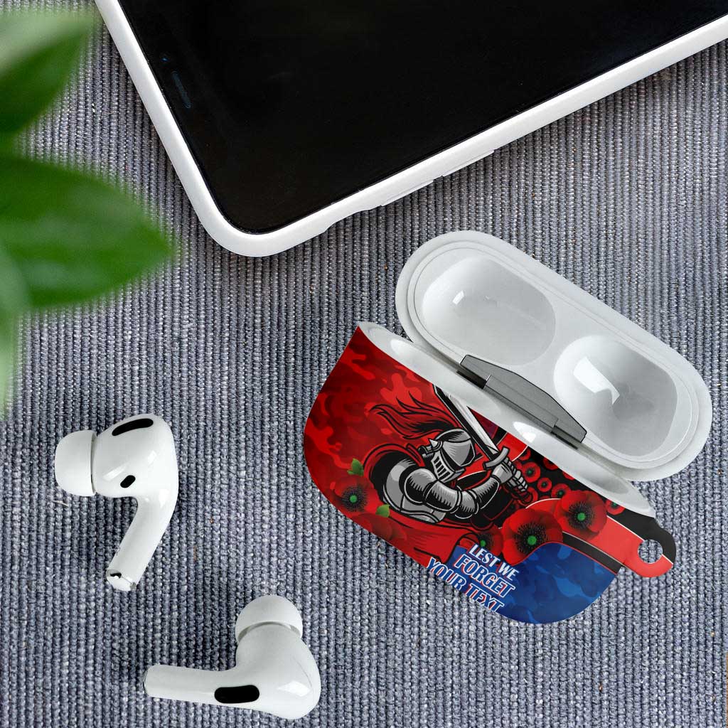 Newcastle Knights ANZAC Personalised AirPods Case Lest We Forget Poppy Camo