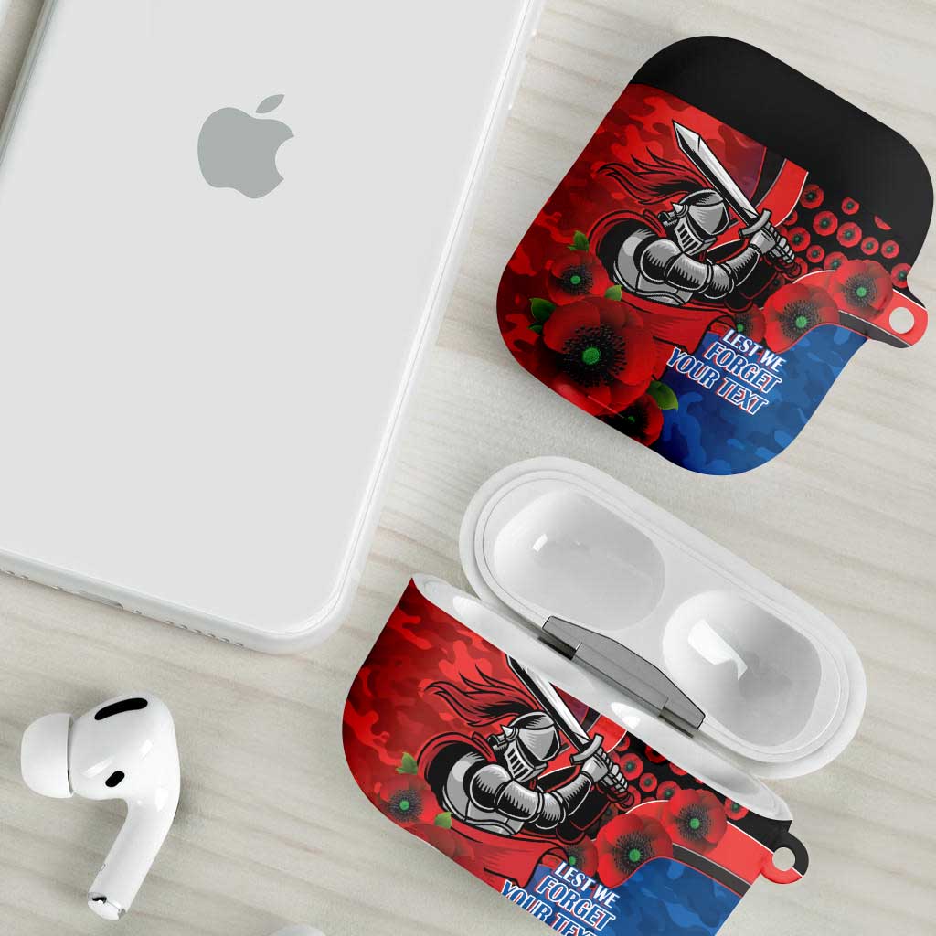 Newcastle Knights ANZAC Personalised AirPods Case Lest We Forget Poppy Camo