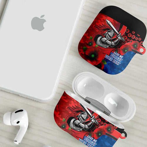 Newcastle Knights ANZAC Personalised AirPods Case Lest We Forget Poppy Camo