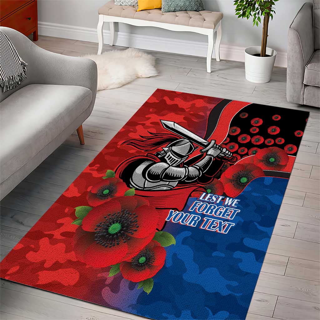Newcastle Knights ANZAC Personalised Area Rug Lest We Forget Poppy Camo