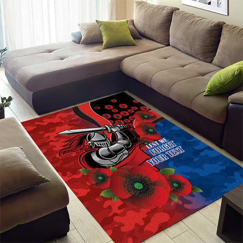 Newcastle Knights ANZAC Personalised Area Rug Lest We Forget Poppy Camo