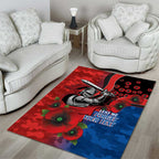 Newcastle Knights ANZAC Personalised Area Rug Lest We Forget Poppy Camo