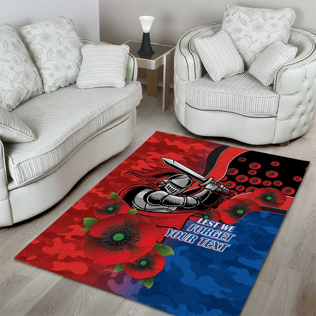 Newcastle Knights ANZAC Personalised Area Rug Lest We Forget Poppy Camo
