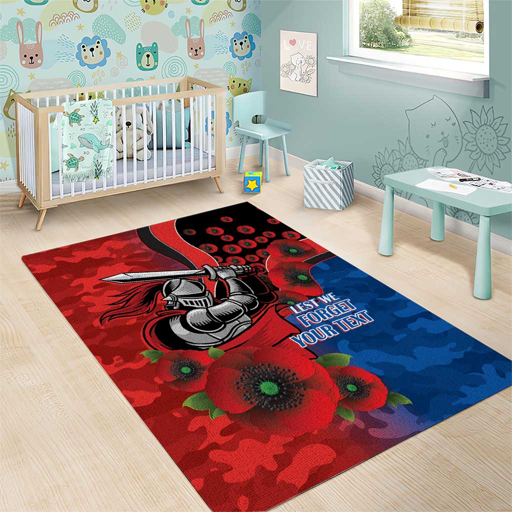Newcastle Knights ANZAC Personalised Area Rug Lest We Forget Poppy Camo