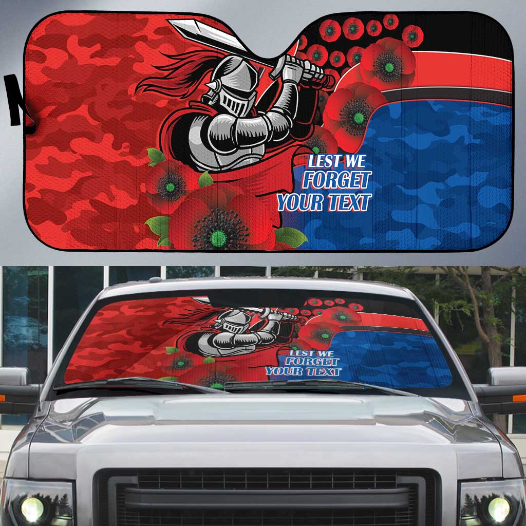 Newcastle Knights ANZAC Personalised Auto Sun Shade Lest We Forget Poppy Camo