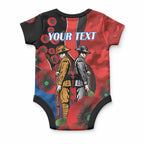 Newcastle Knights ANZAC Personalised Baby Onesie Lest We Forget Poppy Camo