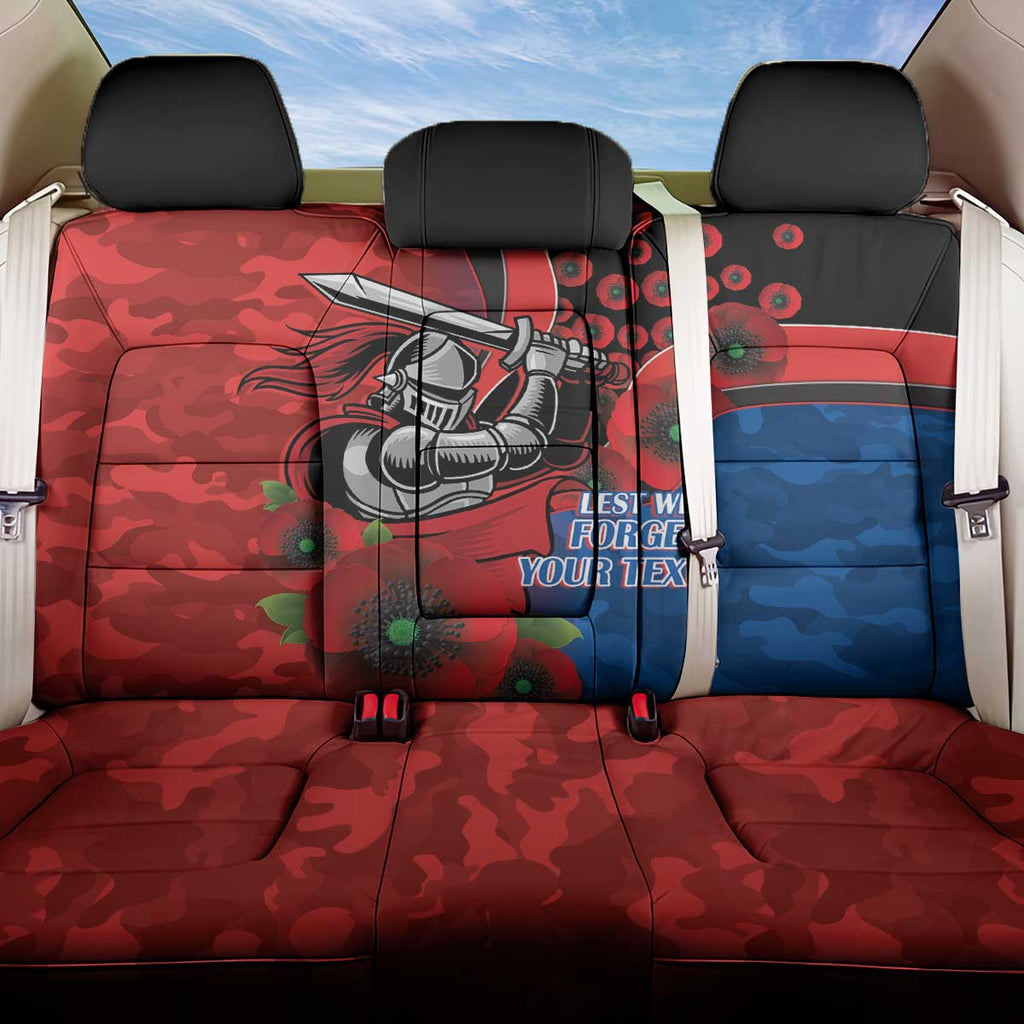 Newcastle Knights ANZAC Personalised Back Car Seat Cover Lest We Forget Poppy Camo