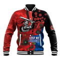 Newcastle Knights ANZAC Personalised Baseball Jacket Lest We Forget Poppy Camo
