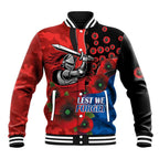 Newcastle Knights ANZAC Personalised Baseball Jacket Lest We Forget Poppy Camo
