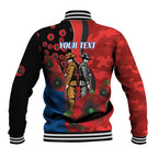 Newcastle Knights ANZAC Personalised Baseball Jacket Lest We Forget Poppy Camo