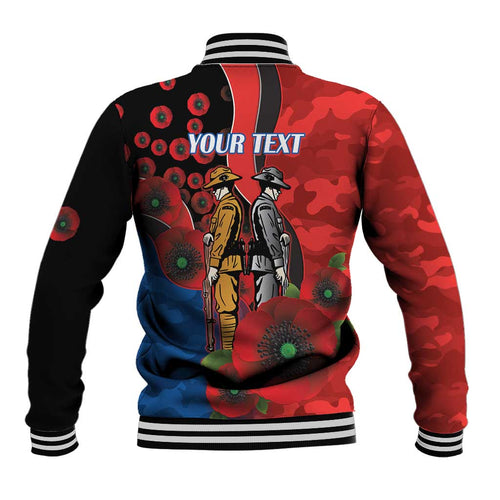 Newcastle Knights ANZAC Personalised Baseball Jacket Lest We Forget Poppy Camo
