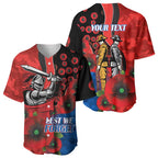 Newcastle Knights ANZAC Personalised Baseball Jersey Lest We Forget Poppy Camo