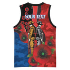 Newcastle Knights ANZAC Personalised Basketball Jersey Lest We Forget Poppy Camo