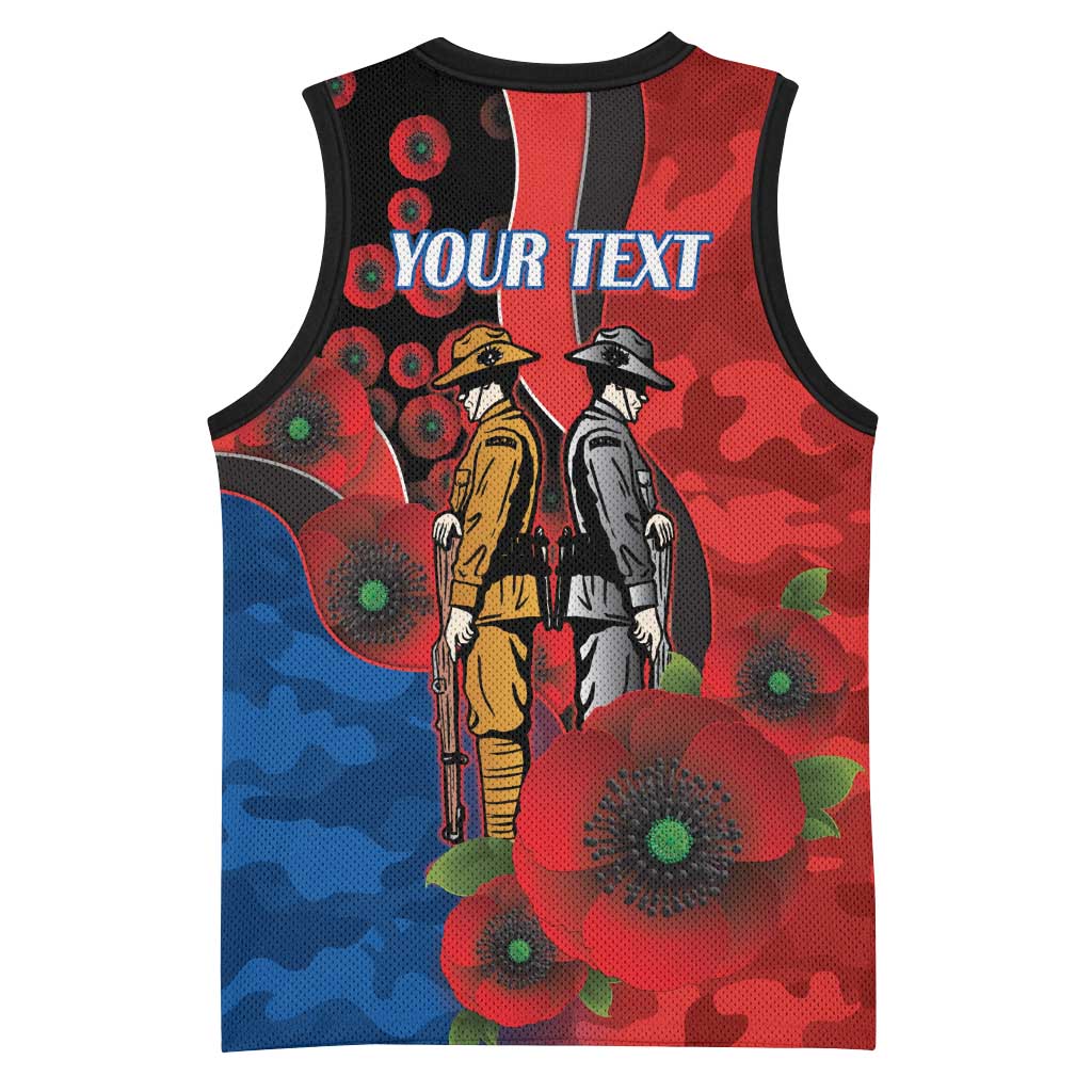 Newcastle Knights ANZAC Personalised Basketball Jersey Lest We Forget Poppy Camo