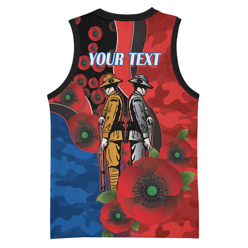 Newcastle Knights ANZAC Personalised Basketball Jersey Lest We Forget Poppy Camo