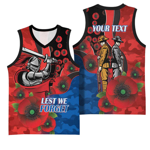 Newcastle Knights ANZAC Personalised Basketball Jersey Lest We Forget Poppy Camo