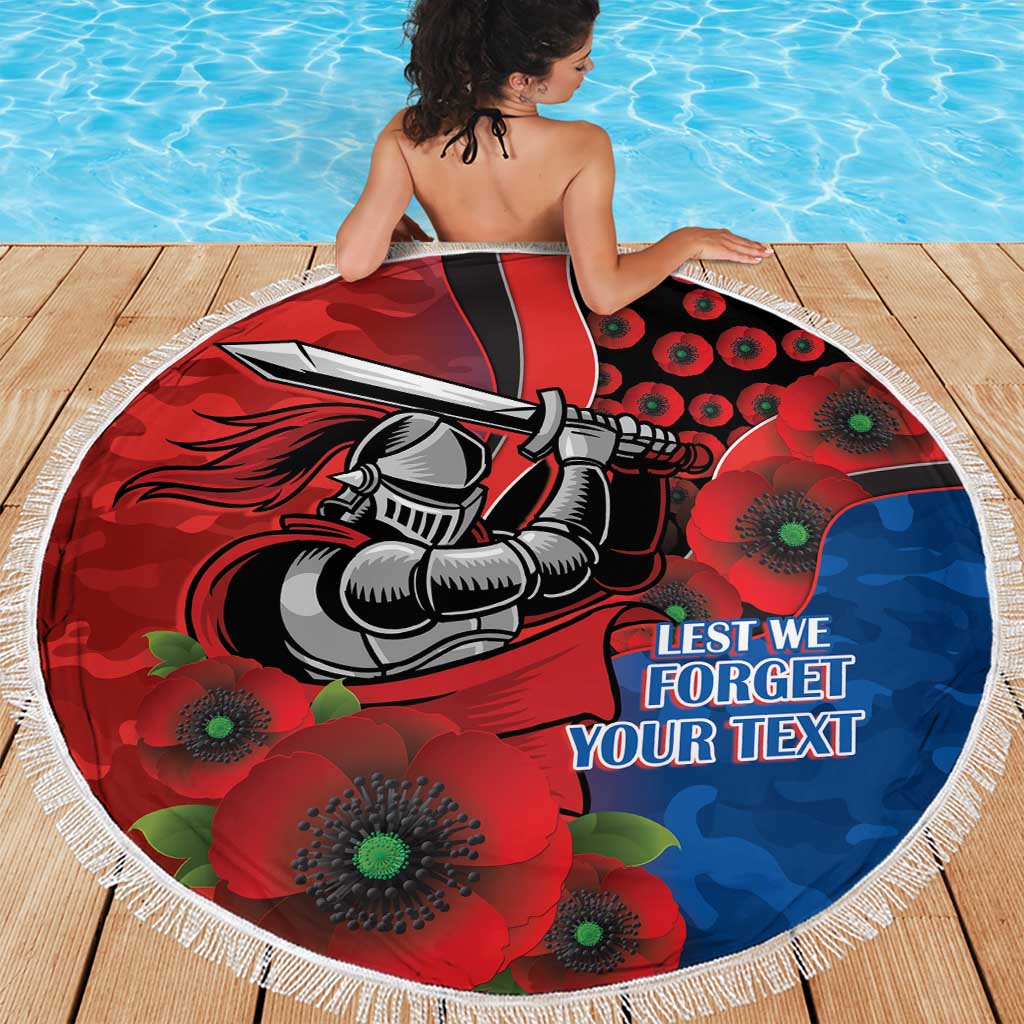 Newcastle Knights ANZAC Personalised Beach Blanket Lest We Forget Poppy Camo