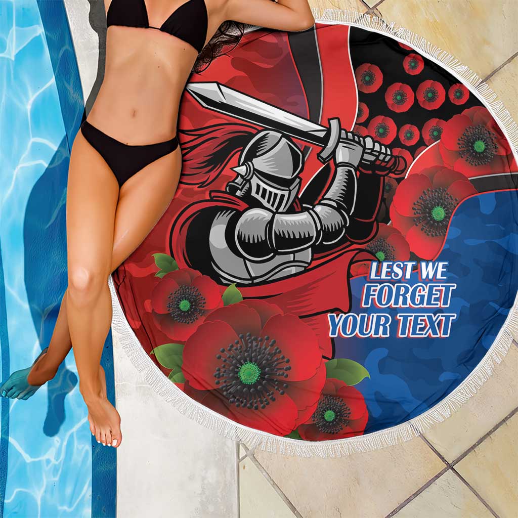 Newcastle Knights ANZAC Personalised Beach Blanket Lest We Forget Poppy Camo