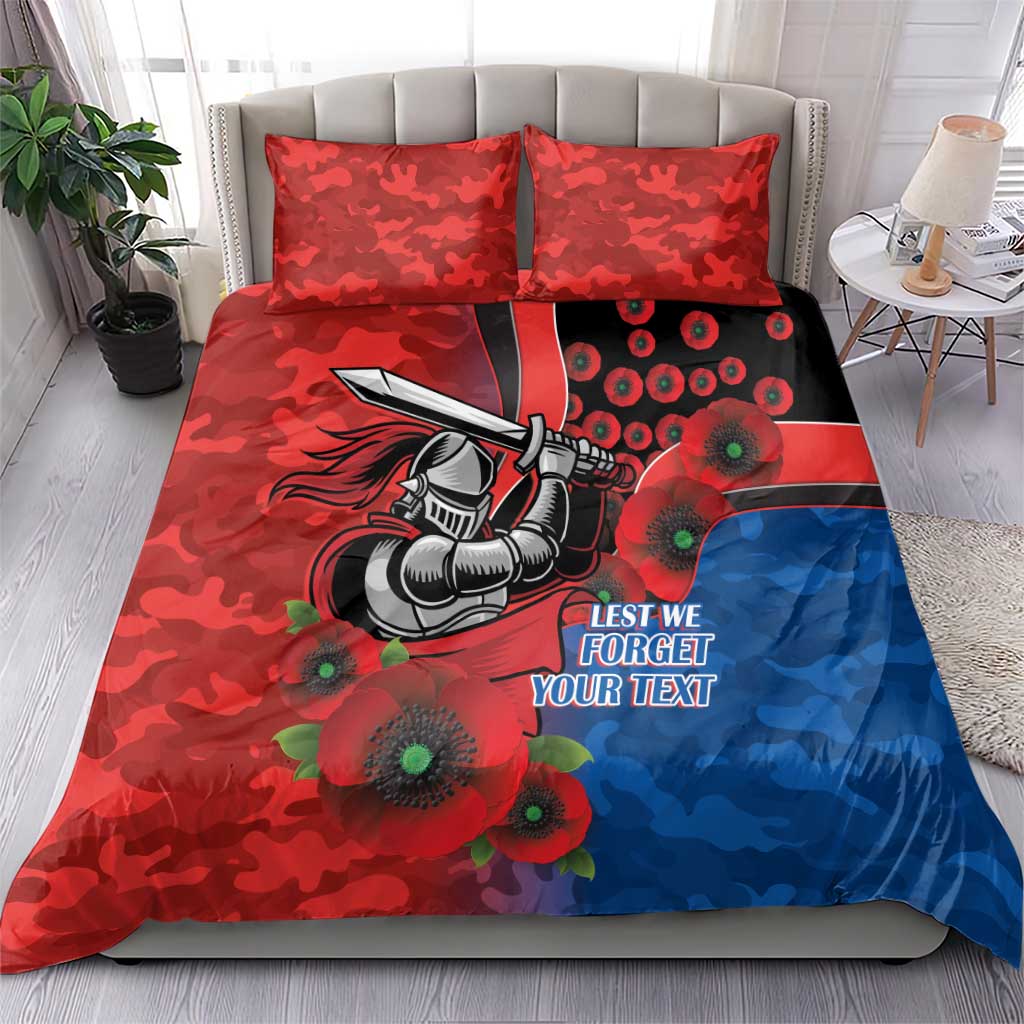 Newcastle Knights ANZAC Personalised Bedding Set Lest We Forget Poppy Camo