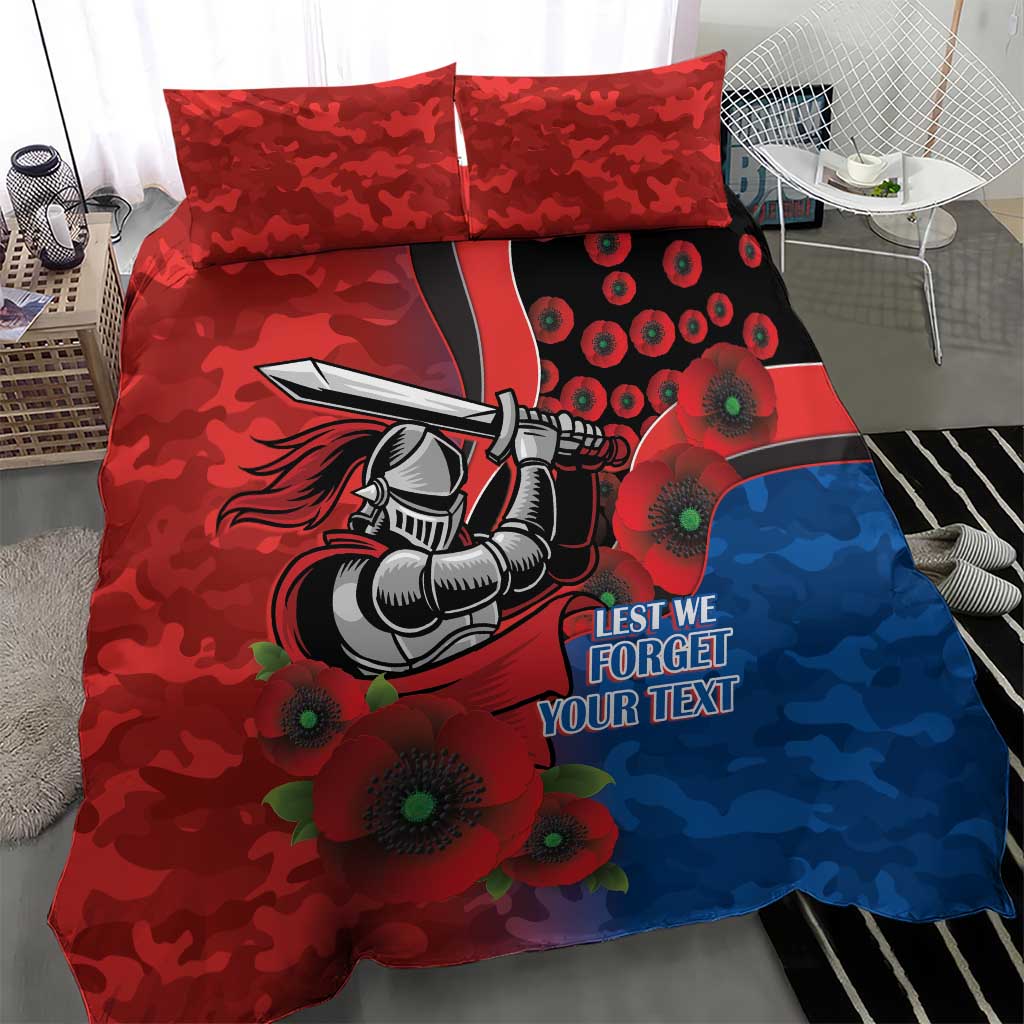 Newcastle Knights ANZAC Personalised Bedding Set Lest We Forget Poppy Camo