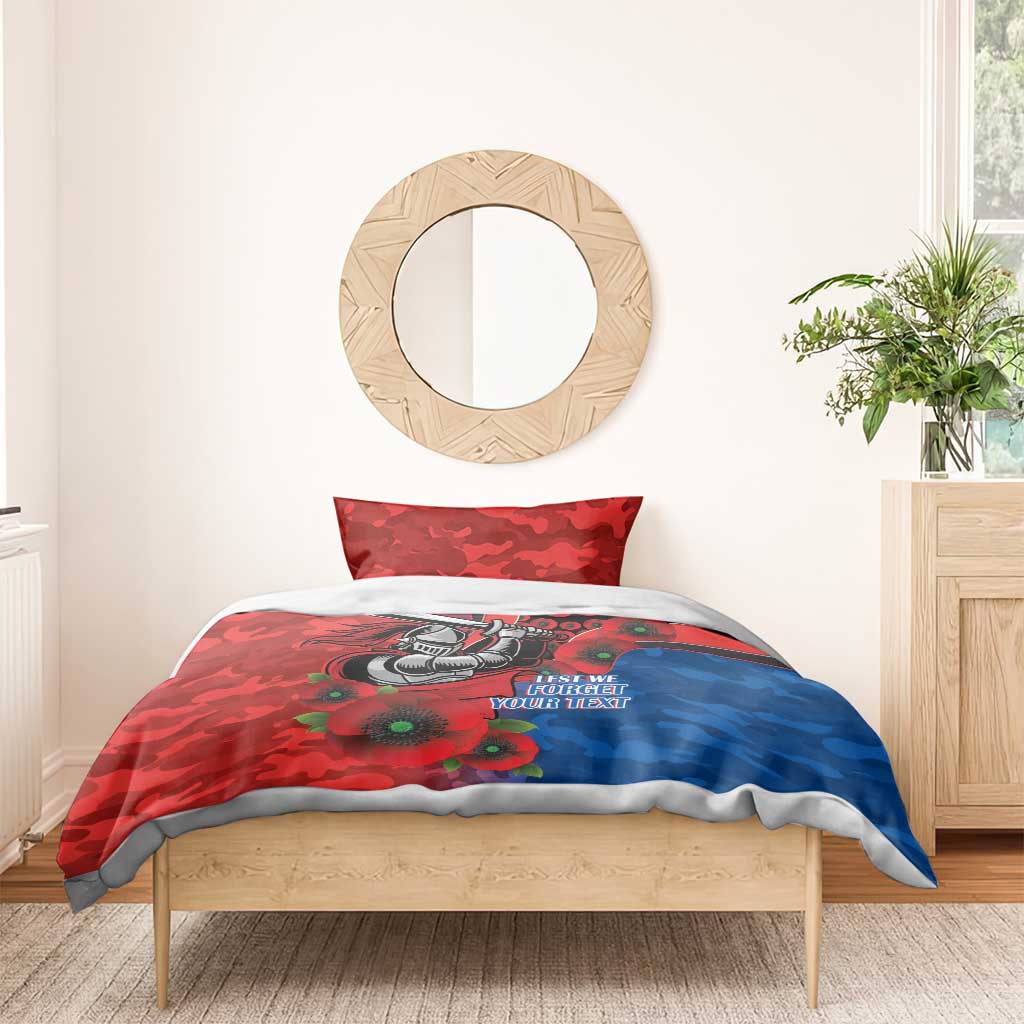 Newcastle Knights ANZAC Personalised Bedding Set Lest We Forget Poppy Camo