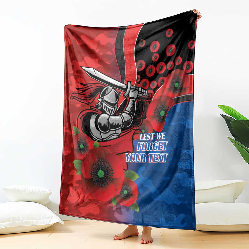 Newcastle Knights ANZAC Personalised Blanket Lest We Forget Poppy Camo