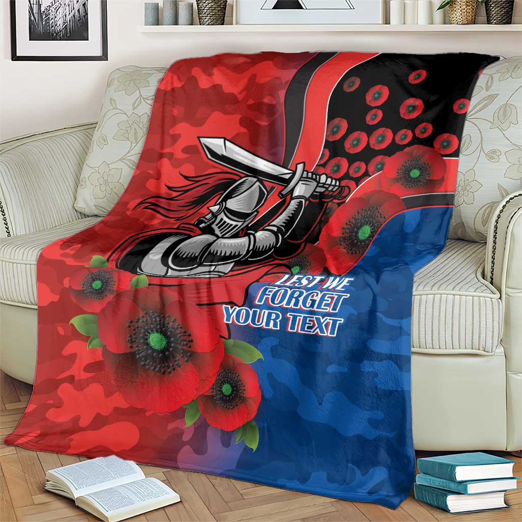 Newcastle Knights ANZAC Personalised Blanket Lest We Forget Poppy Camo
