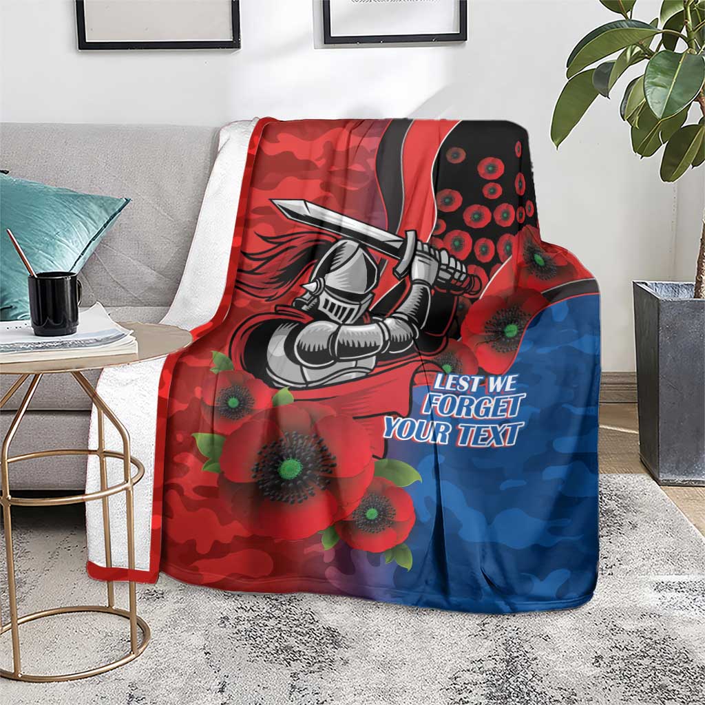 Newcastle Knights ANZAC Personalised Blanket Lest We Forget Poppy Camo