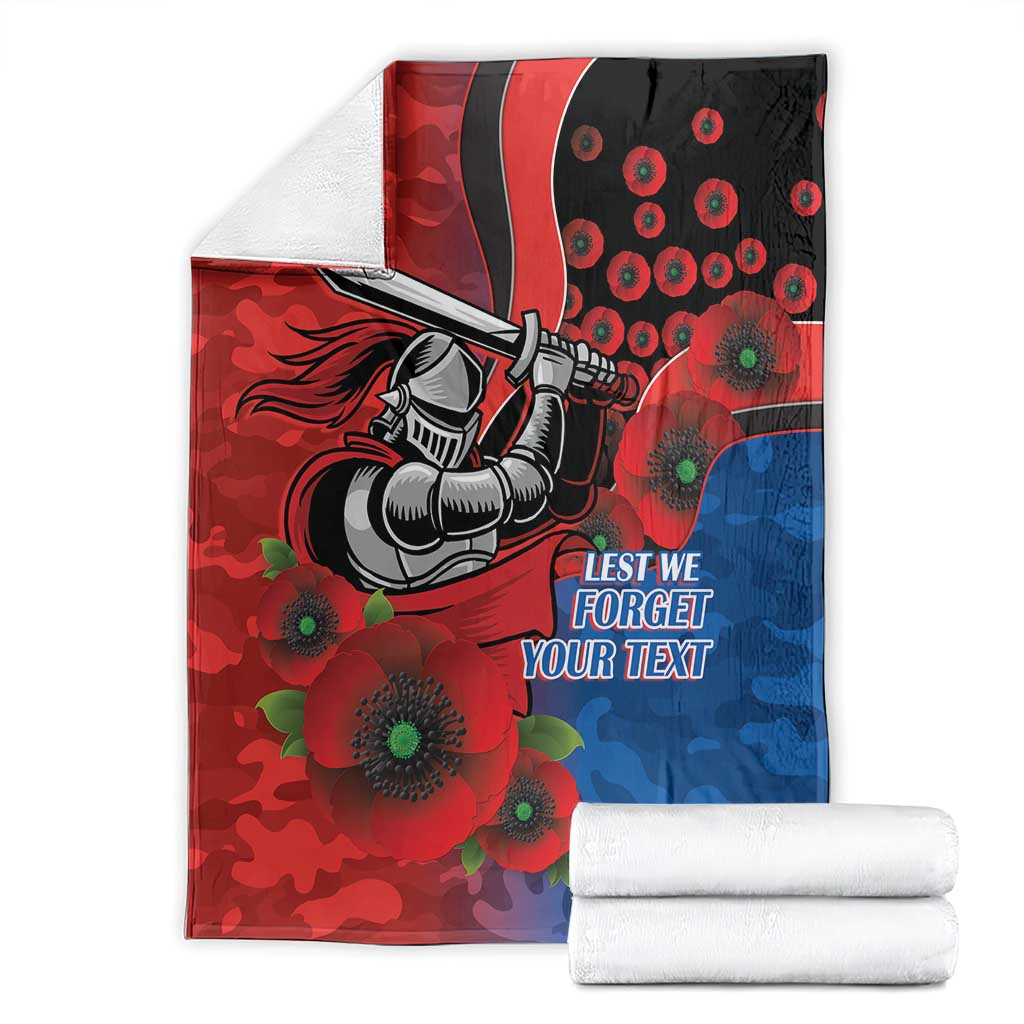 Newcastle Knights ANZAC Personalised Blanket Lest We Forget Poppy Camo